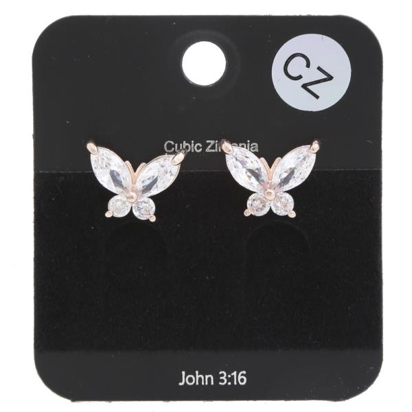 CZ BUTTERFLY POST EARRING