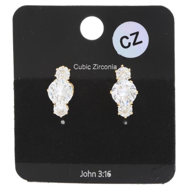 CZ ROUND POST EARRING