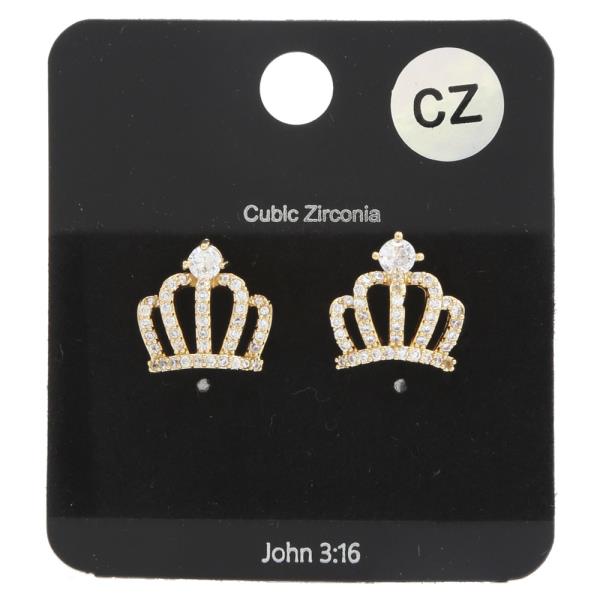 CZ CROWN POST EARRING