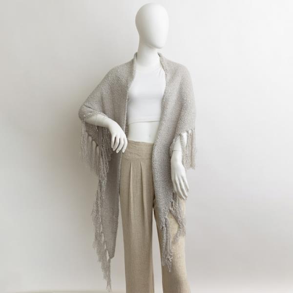 LIGHTWEIGHT KNIT WRAP W/ TASSELS
