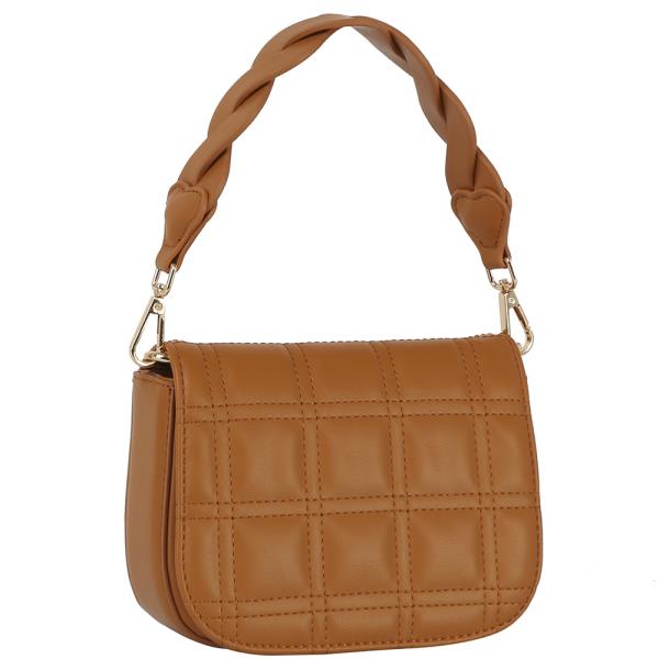 FASHION SMOOTH SQUARE PATTERN TWIST CROSSBODY HANDLE SHOULDER BAG