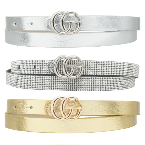 2PU 1RS STRAP GO BUCKLE TRIO SKINNY BELT