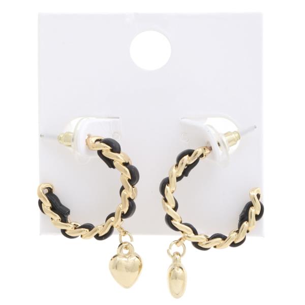 PUFFY HEART CURB LINK OPEN CIRCLE EARRING