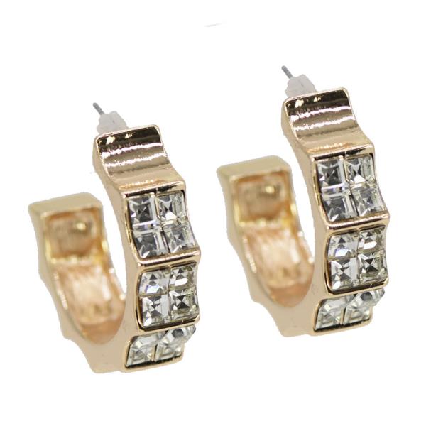 STONE OPEN HOOP EARRING