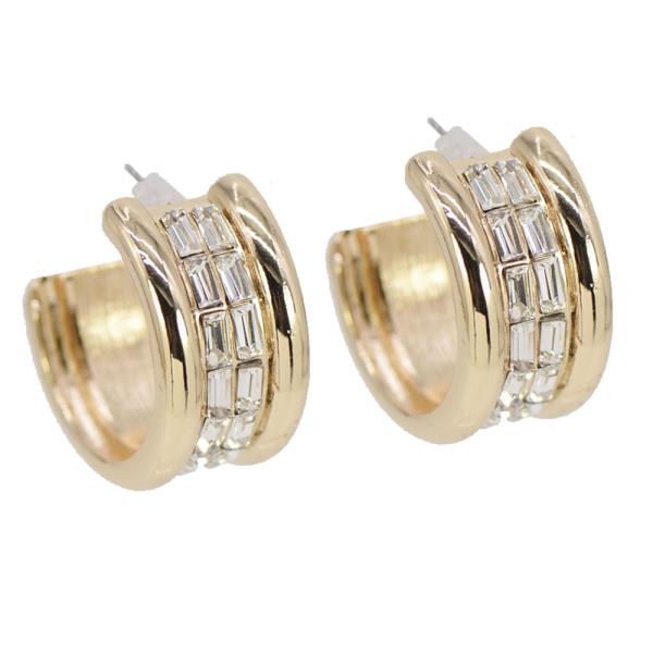 STONE OPEN HOOP EARRING