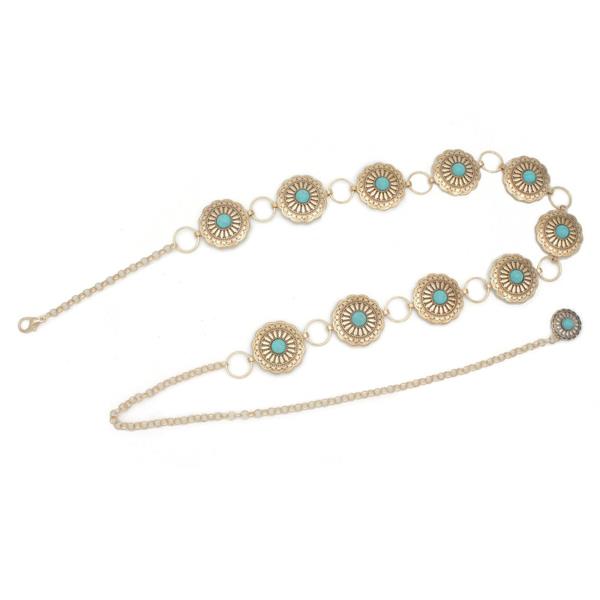 SOUTH WESTERN CIRCLE LINKED CONCHO CHAIN BELT