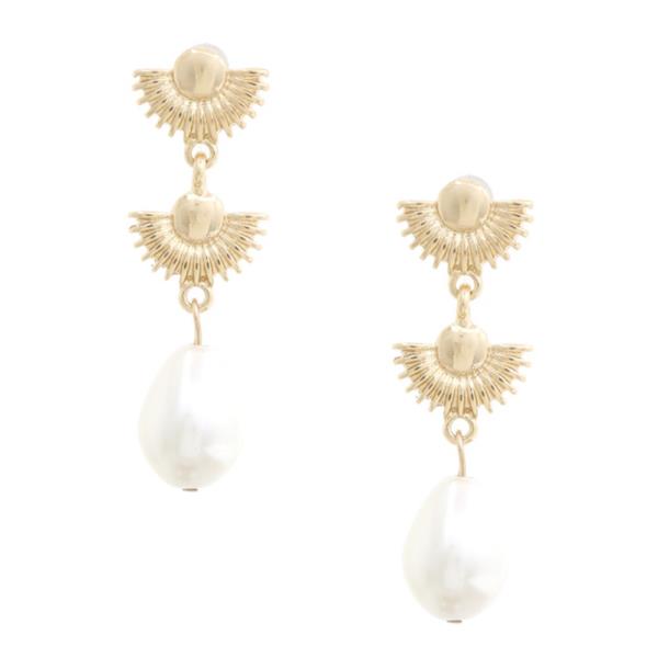 HALF CIRCLE PEARL BEAD DANGLE EARRING