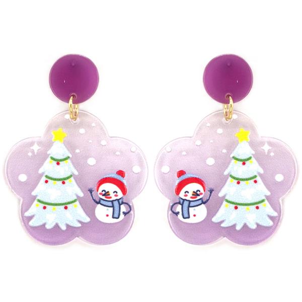 CHRISTMAS TREE SNOW FLOWER DANGLE EARRING