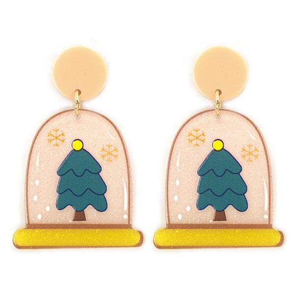 CHRISTMAS TREE GLOBE DANGLE EARRING