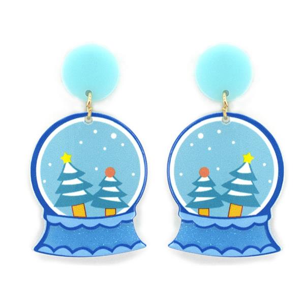 CHRISTMAS TREE GLOBE DANGLE EARRING