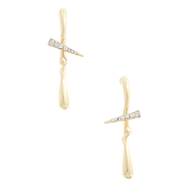 RHINESTONE METAL EARRING