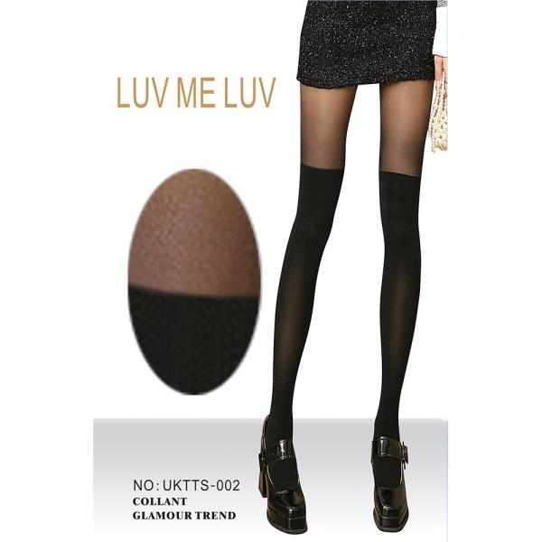 LUV ME LUV FAUX OVER THE KNEE HIGH BLACK PANTY STOCKING