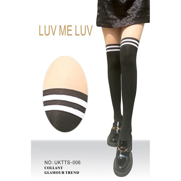 LUV ME LUV FAUX OVER THE KNEE HIGH STRIPE PANTY STOCKING