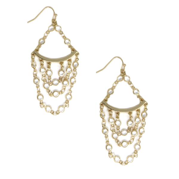 CRYSTAL CHAIN DROP ER WITH TRIPLE  LAYER CHAIN