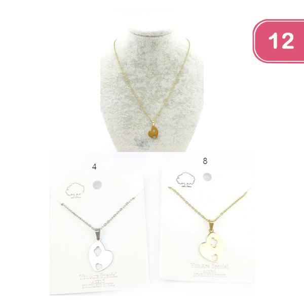 FASHION HEART STAINLESS STEEL NECKLACE (12 UNITS)