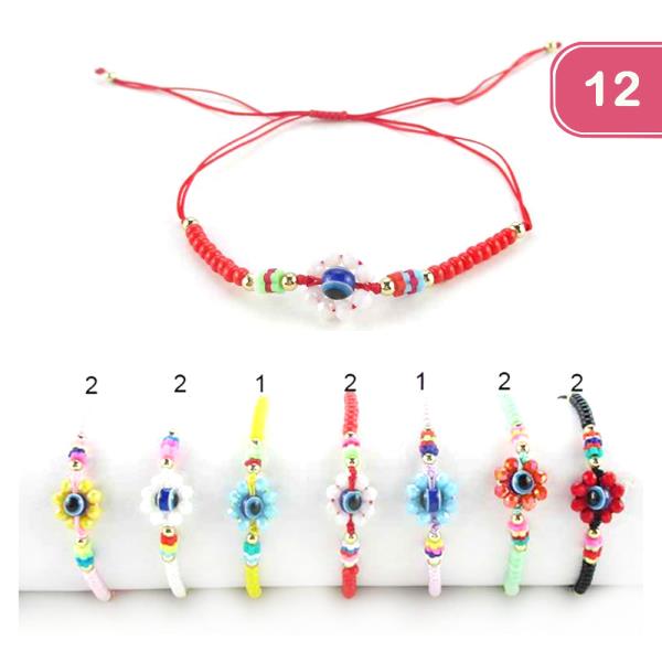FASHION BEADED EVIL EYE BRACELET (12 UNITS)