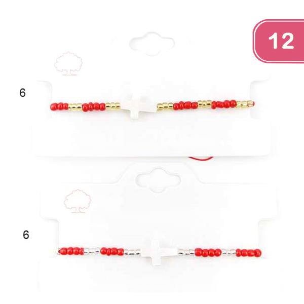 FASHION BEADED CROSS BRACELET (12 UNITS)