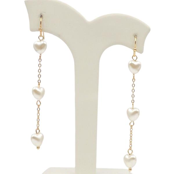 HEART PEARL BEAD DANGLE EARRING