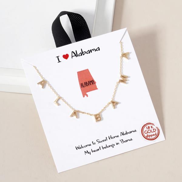 18K GOLD RHODIUM DIPPED I LOVE ALABAMA NECKLACE