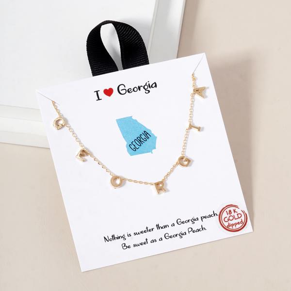 18K GOLD RHODIUM DIPPED I LOVE GEORGIA NECKLACE