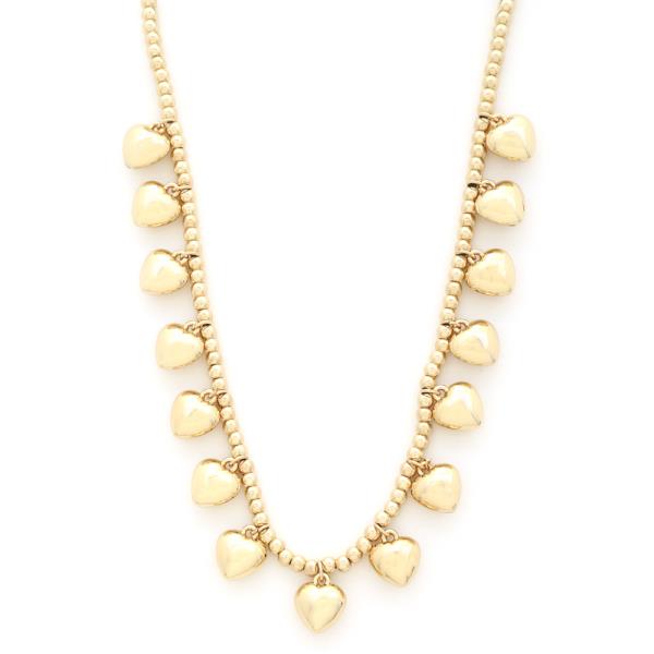 PUFFY HEART BALL BEAD NECKLACE
