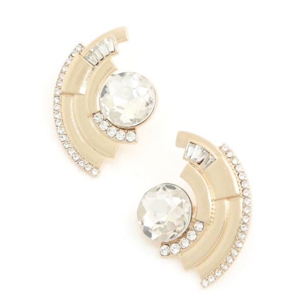 ROUND CRYSTAL METAL EARRING