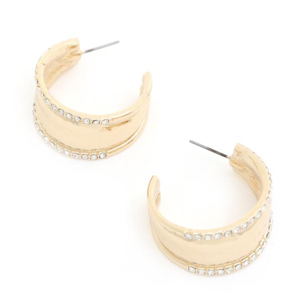 WIDE RHINESTONE EDGE OPEN CIRCLE EARRING