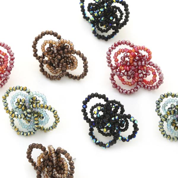SEED BEAD FLOWER POST EARRING