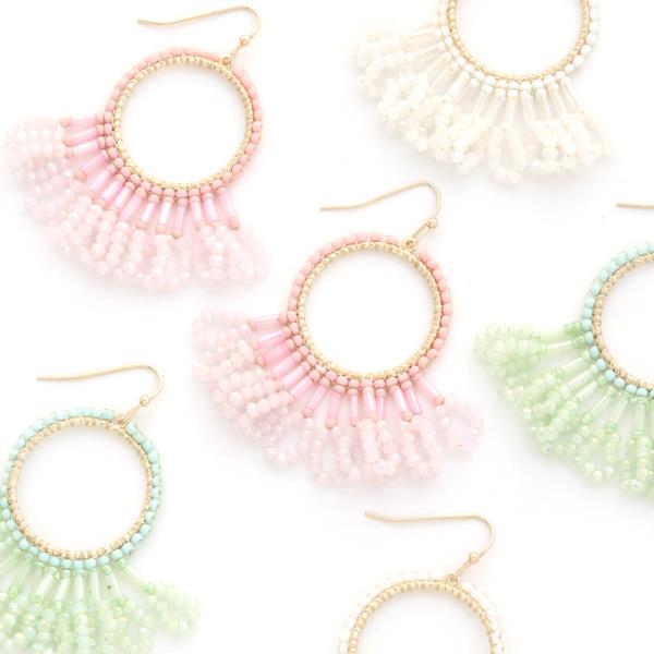 ROUND FAN BEADED DANGLE EARRING
