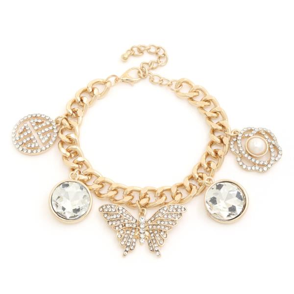 BUTTERFLY CHARM CURB LINK BRACELET