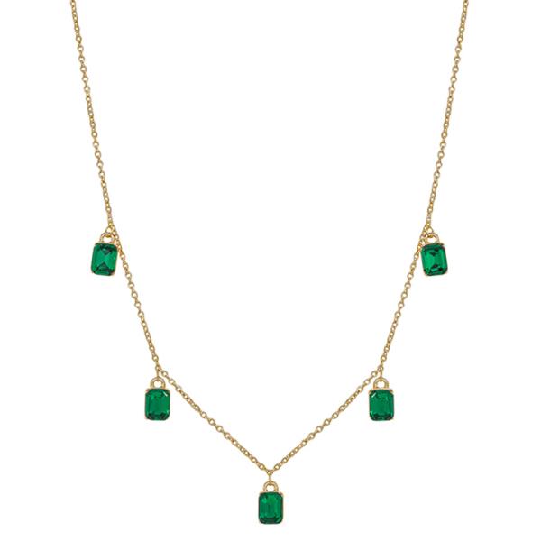 RECTANGULAR STONE CHARM NECKLACE