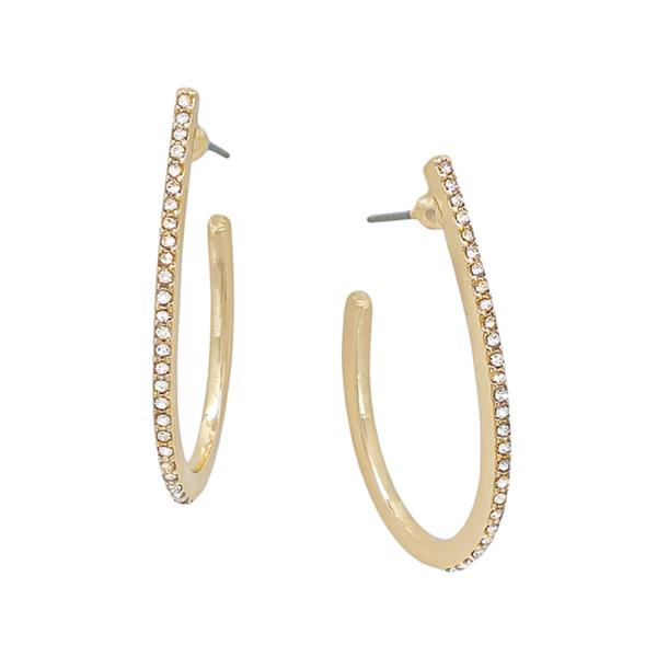 SMALL TEARDROP PAVE ACCENT HOOP EARRING