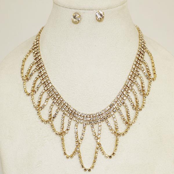 RHINESTONE NECKLACE EARRING SET