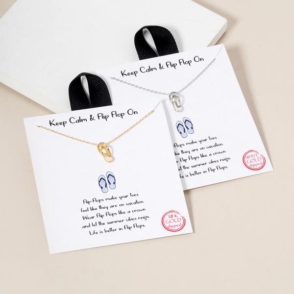 18K GOLD RHODIUM DIPPED KEEP CALM & FLIP FLOP ON NECKLACE