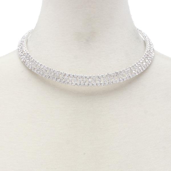 THREE LINE RHINESTONE NECKLACE