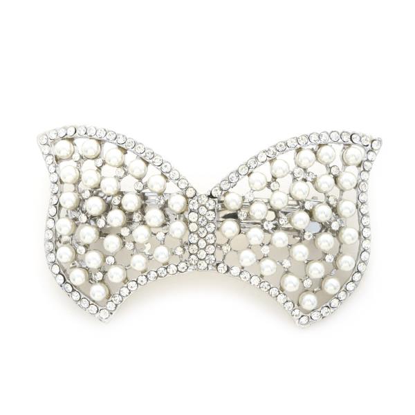 BUTTERFLY PEARL RHINESTONE BARRETTE HAIR CLIP