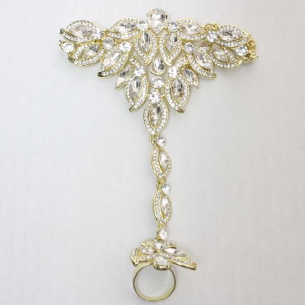 RHINESTONE CRYSTAL RING HAND JEWELRY BRACELET