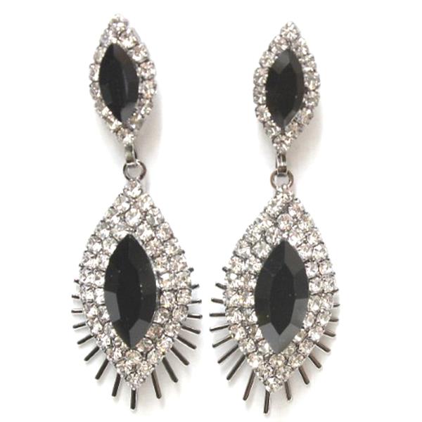 TEARDROP GEMSTONE & RHINESTONE PARTY BRIDAL EARRING