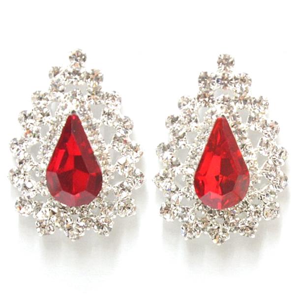 TEARDROP GEMSTONE & RHINESTONE PARTY BRIDAL EARRING