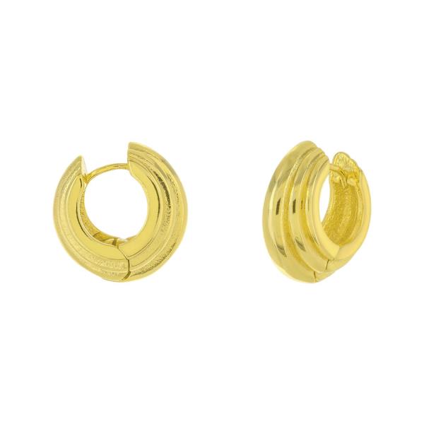 BRASS GOLD PLATED HUGGIES 17MM DIAMETER 1 MILE-COATING EARRING