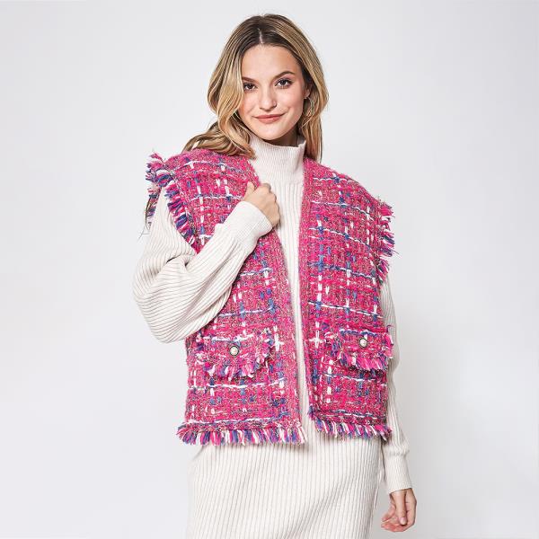 PLAID TWEED VEST