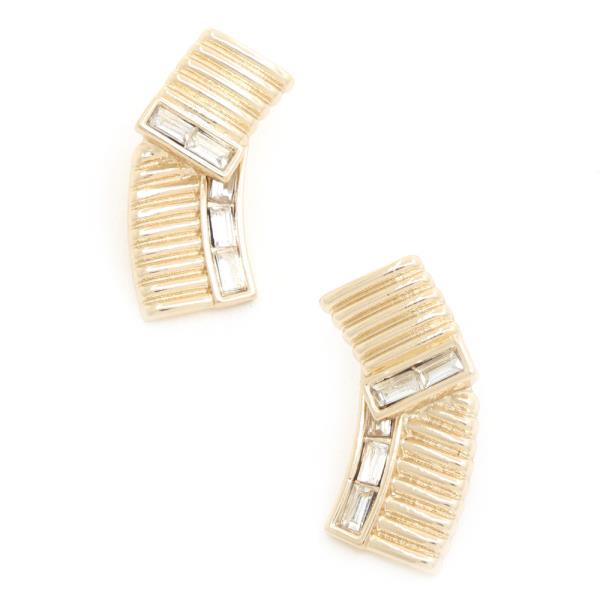 CURVE METAL RHINESTONE EARRING