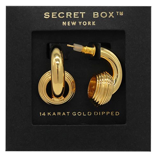 14K GOLD DIPPED CURVE METAL ROUND EARRING