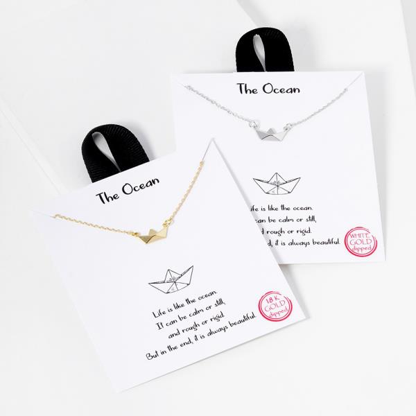 18K GOLD RHODIUM DIPPED THE OCEAN PAPER BOAT NECKLACE