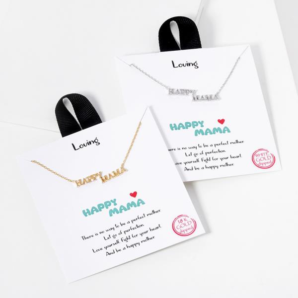 18K GOLD RHODIUM DIPPED LOVING HAPPY MAMA NECKLACE