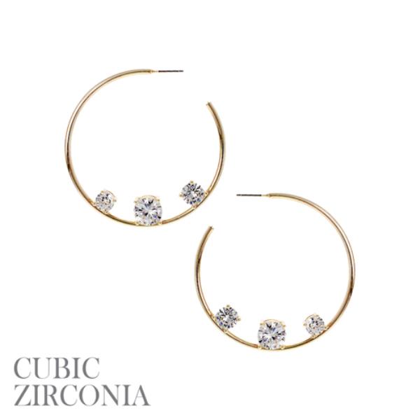 RHINESTONE CZ HOOP EARRING