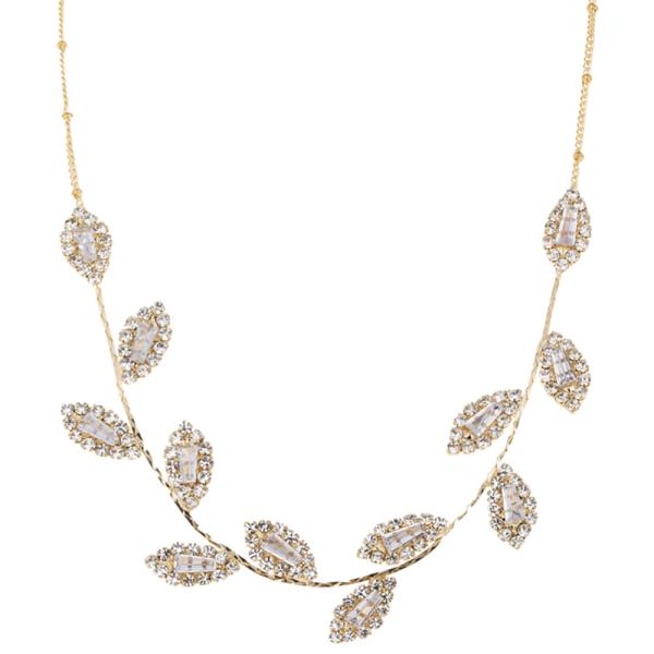 FASHION LEAVES CZ NECKLACE