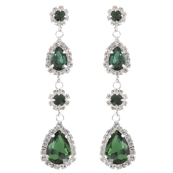 RHINESTONE ROUND TEARDROP EARRING