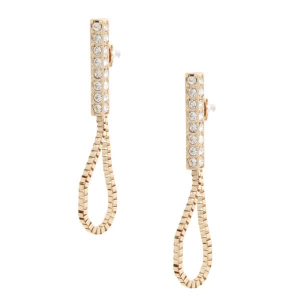 RHINESTONE LOOP METAL EARRING