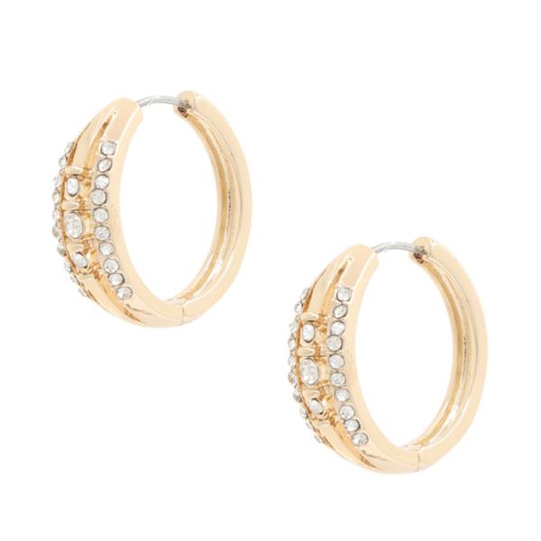 RHINESTONE METAL HOOP EARRING